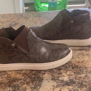 Yellow Box Brown Snake-Print Ankle Booties